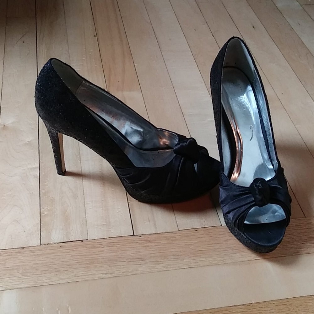 Black Glitter Heels